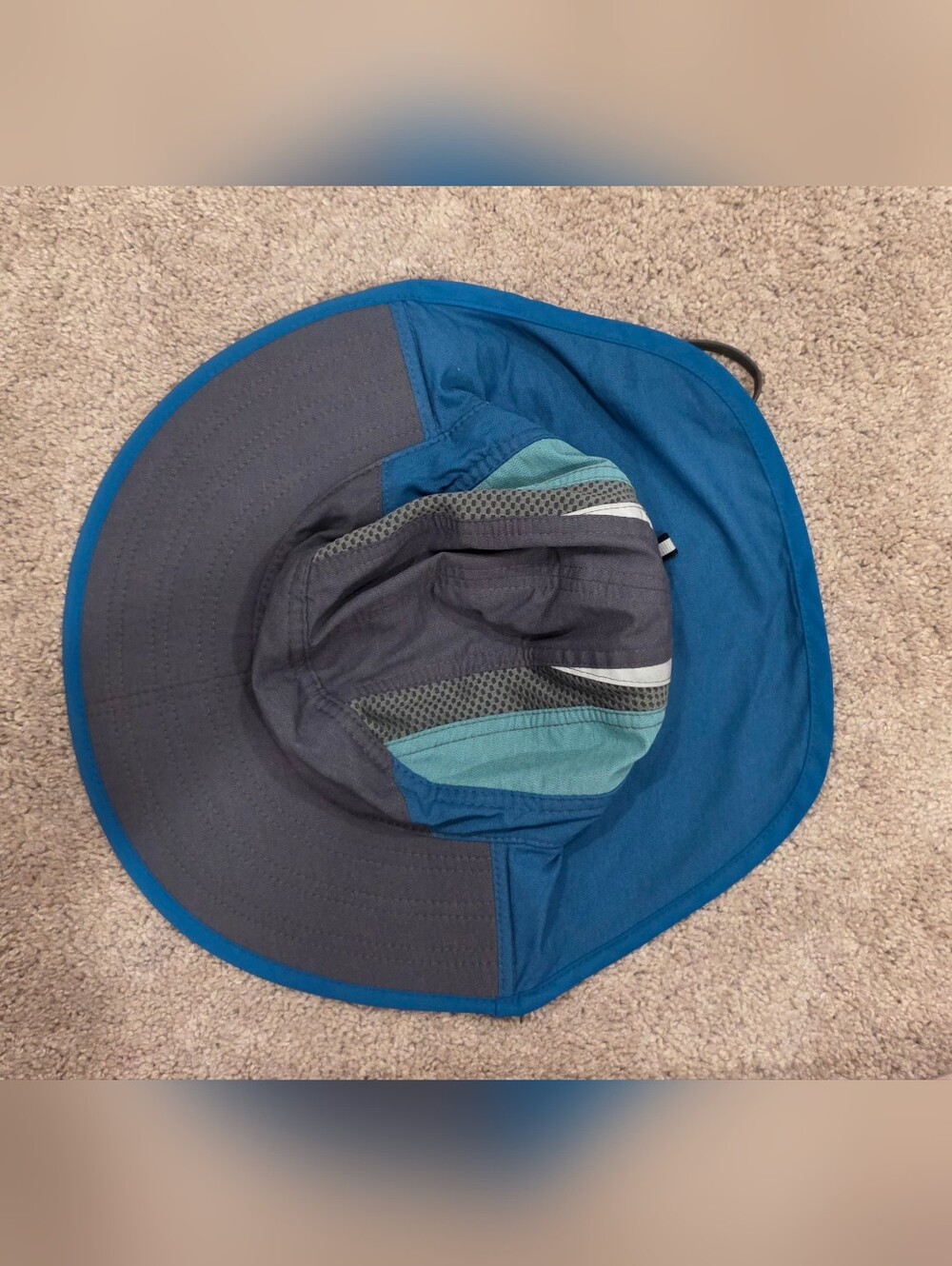 Sunday Afternoons Kids Wide Brim Sun Hat in Teal and Gray M